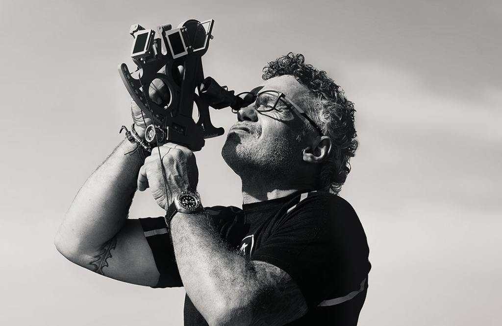 Noel Forseas, professional photographer Sri-Lanka. A man using a sextant.